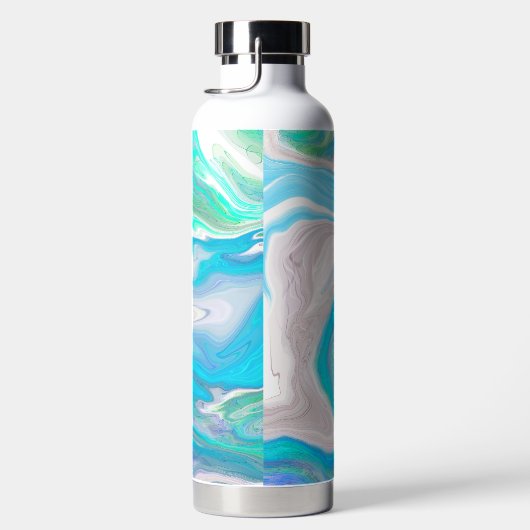 Mint Green en Blue Fluid Art Waterfles (Rechts)