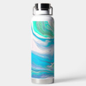 Mint Green en Blue Fluid Art Waterfles (Achterkant)