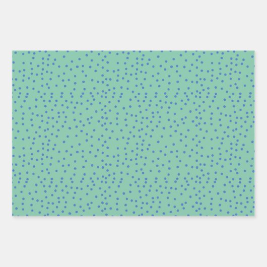Mint Green en Blue Polka Dot Pattern Inpakpapier Vel (Voorkant 3)