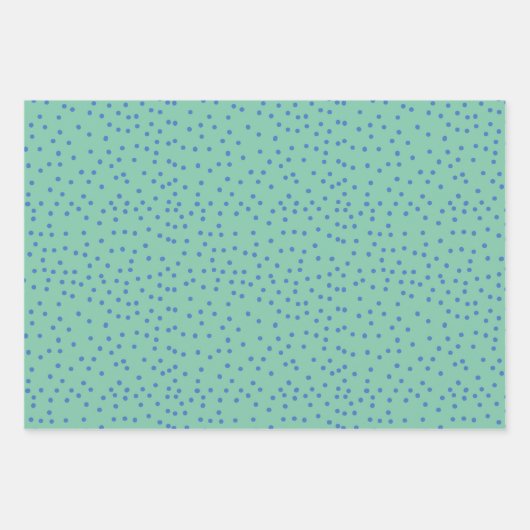 Mint Green en Blue Polka Dot Pattern Inpakpapier Vel (Voorkant 2)