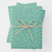 Mint Green en Blue Polka Dot Pattern Inpakpapier Vel (In situ)