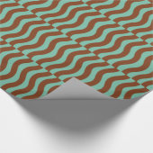 Mint Green en Brown Wave Stripes Cadeaupapier (Hoek)