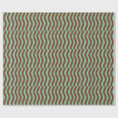 Mint Green en Brown Wave Stripes Cadeaupapier (Vlak)