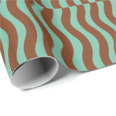 Mint Green en Brown Wave Stripes Cadeaupapier (Rol Hoek)