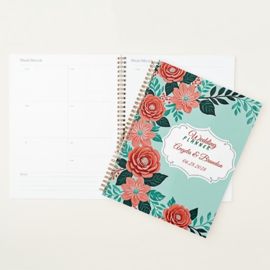 Mint Green en Coral Beach bruiloft Planner (Display)