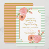 Mint Green en Coral Floral Kaart (Voorkant / Achterkant)