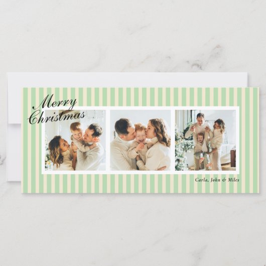 Mint Green en Cream Chic Vertical Stripes 3 Foto (Voorkant)