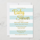 Mint Green en Faux Gold Stripes Baby shower Kaart (Voorkant)