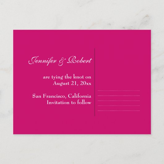 Mint Green en Fuchsia Save the Date Briefkaart (Achterkant)