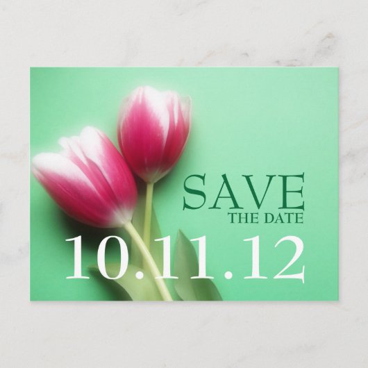 Mint Green en Fuchsia Save the Date Briefkaart (Voorkant)
