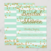 Mint Green en Gold Bridal Shower-uitnodiging Kaart (Voorkant / Achterkant)