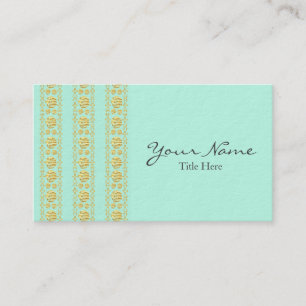 Mint Green en Gold Foil Damask Visitekaartje