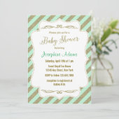 Mint Green en Gold Glitter Baby shower Invitation Kaart (Staand voorkant)
