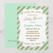 Mint Green en Gold Glitter Baby shower Invitation Kaart (Voorkant / Achterkant)