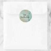 Mint Green en Gold Glitter Birthday Ronde Sticker (Tas)