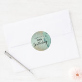 Mint Green en Gold Glitter Birthday Ronde Sticker (Envelop)