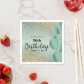 Mint Green en Gold Glitter Birthday Servet (Insitu)
