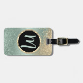 Mint Green en Gold Glitter - Monogram Bagagelabel (Voorkant horizontaal)