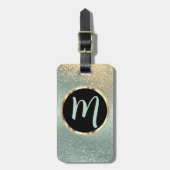 Mint Green en Gold Glitter - Monogram Bagagelabel (Voorkant verticaal)