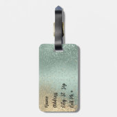 Mint Green en Gold Glitter - Monogram Bagagelabel (Achterkant verticaal)