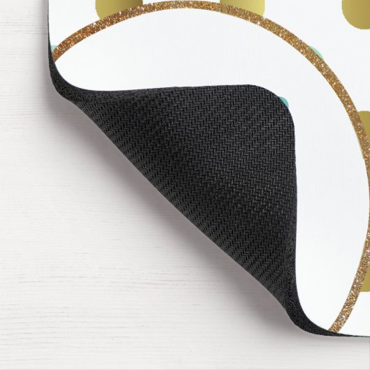 Mint Green en Gold Polka Dot Muismat (Hoek)