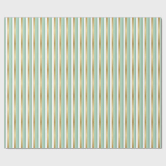 Mint Green en Gold Stripes Cadeaupapier (Vlak)