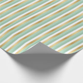 Mint Green en Gold Stripes Cadeaupapier (Hoek)