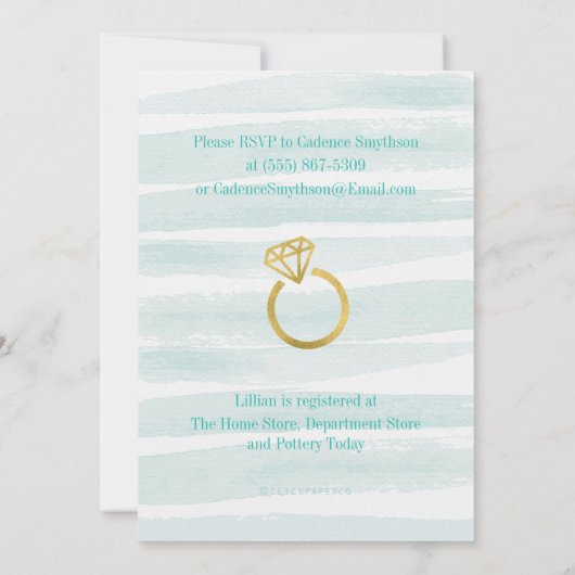 Mint Green en Gold Waterverf Vrijgezellenfeest Kaart (Achterkant)