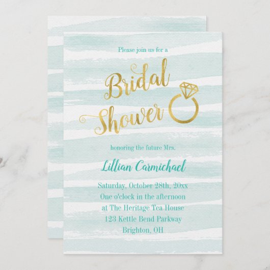 Mint Green en Gold Waterverf Vrijgezellenfeest Kaart (Voorkant / Achterkant)