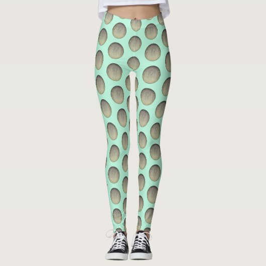 Mint Green en Gray Polka Dots Pattern Leggings (Voorkant)