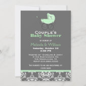 Mint Green en Grey Baby shower Invitation Kaart (Voorkant)
