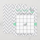 Mint Green en Grey Elephant Baby shower Bingo (Voorkant / Achterkant)