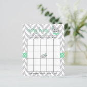 Mint Green en Grey Elephant Baby shower Bingo (Staand voorkant)