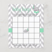 Mint Green en Grey Elephant Baby shower Bingo (Voorkant)