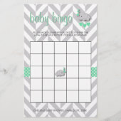 Mint Green en Grey Elephant Baby shower Bingo Briefpapier (Voorkant)