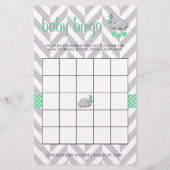 Mint Green en Grey Elephant Baby shower Bingo Briefpapier (Achterkant)