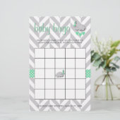 Mint Green en Grey Elephant Baby shower Bingo Briefpapier (Staand voorkant)