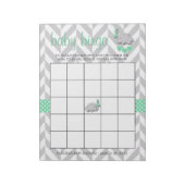 Mint Green en Grey Elephant Baby shower Bingo Notitieblok (Linkerzijde)