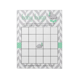 Mint Green en Grey Elephant Baby shower Bingo Notitieblok