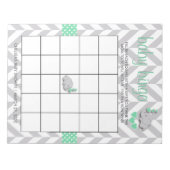Mint Green en Grey Elephant Baby shower Bingo Notitieblok (Voorkant)