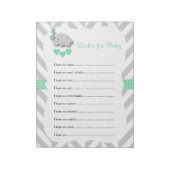 Mint Green en Grey Elephant Baby shower - Vernisse Notitieblok (Linkerzijde)