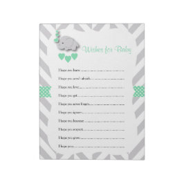 Mint Green en Grey Elephant Baby shower - Vernisse Notitieblok