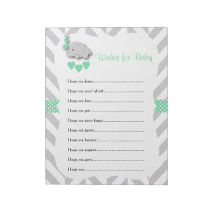 Mint Green en Grey Elephant Baby shower - Vernisse Notitieblok