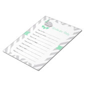 Mint Green en Grey Elephant Baby shower - Vernisse Notitieblok (Schuin)