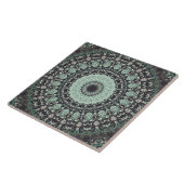 Mint Green en houtskool Mandala Patroon Tegeltje (Zijkant)