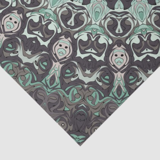 Mint Green en houtskool Mandala Patroon Tissuepapier (Detail)