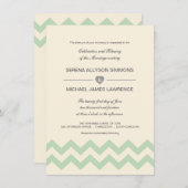 Mint Green en Ivory Chevron Wedding Invitations Kaart (Voorkant / Achterkant)