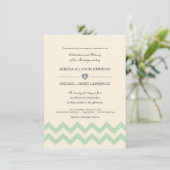 Mint Green en Ivory Chevron Wedding Invitations Kaart (Staand voorkant)