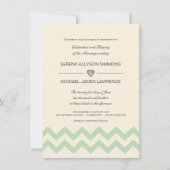 Mint Green en Ivory Chevron Wedding Invitations Kaart (Voorkant)