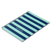 Mint Green en Navy Blue Stripes met naam Notitieboek (Linkerzijde)